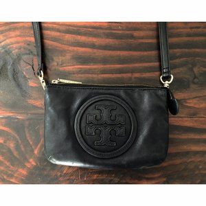 Tory Burch Crossbody Black Leather Logo Purse